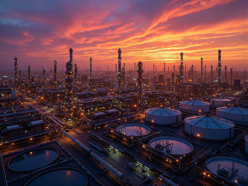 镇海炼化公司标志,大型炼油设备,工业管道,现代化厂区